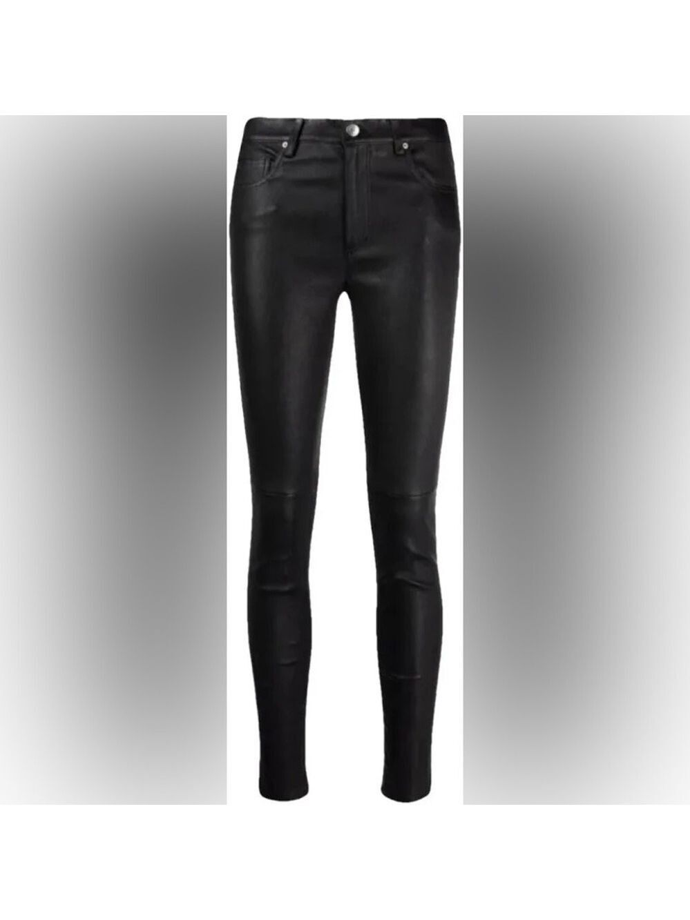 IRO Lamb Leather High Rise Skinny Pant in Black Sz 36 euro